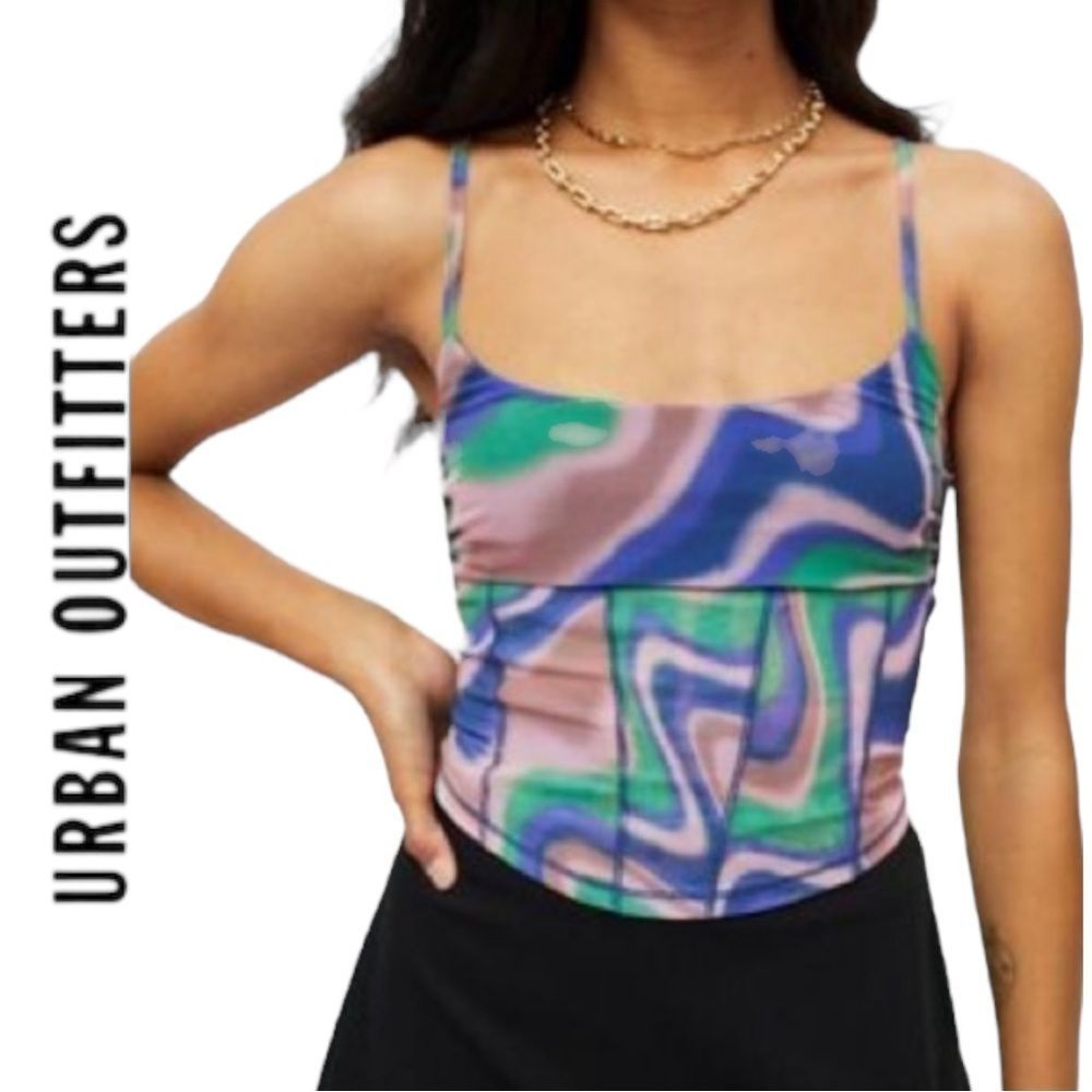 Urban Outfitters Purple Green Pink Swirl Cami Top